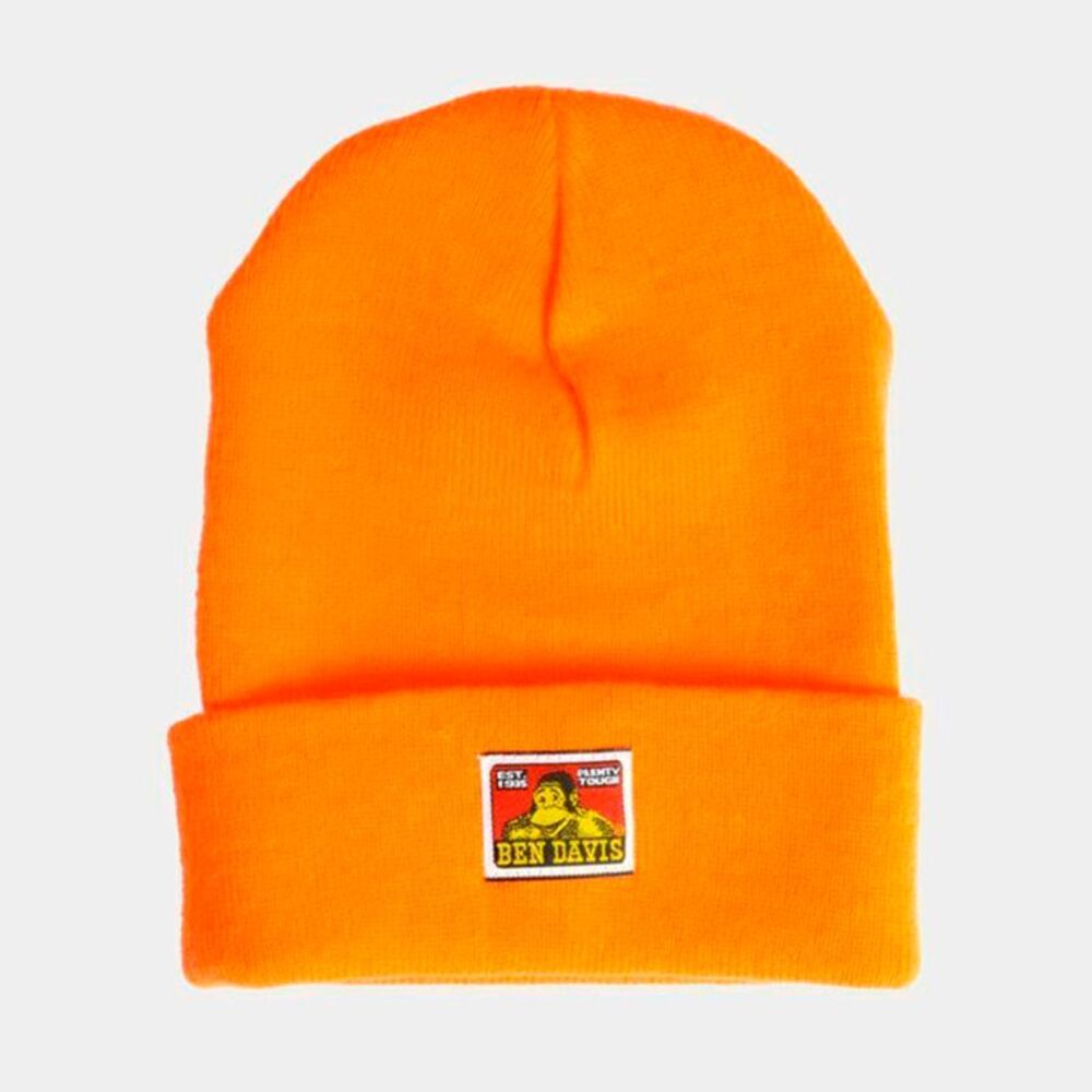 Ben Davis Unisex Beanie Acrylic Cuffed Double Layered Knit Hat Cap Orange